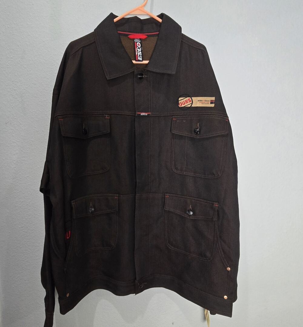 Vintage Willie Esco XXL Black Red Stitch Cargo Pockets Duns Trucker Jacket